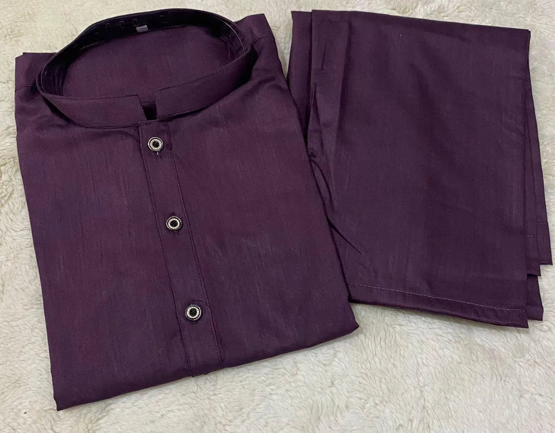 Men,s wash and wears shalwar kameez -2 PCs in vibrant purple