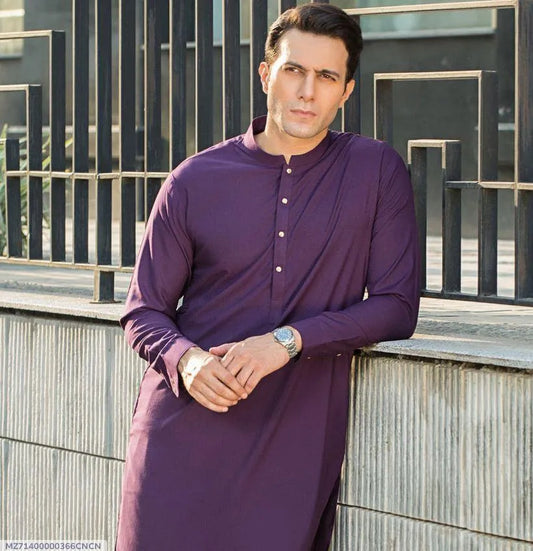 Men,s wash and wears shalwar kameez -2 PCs in vibrant purple